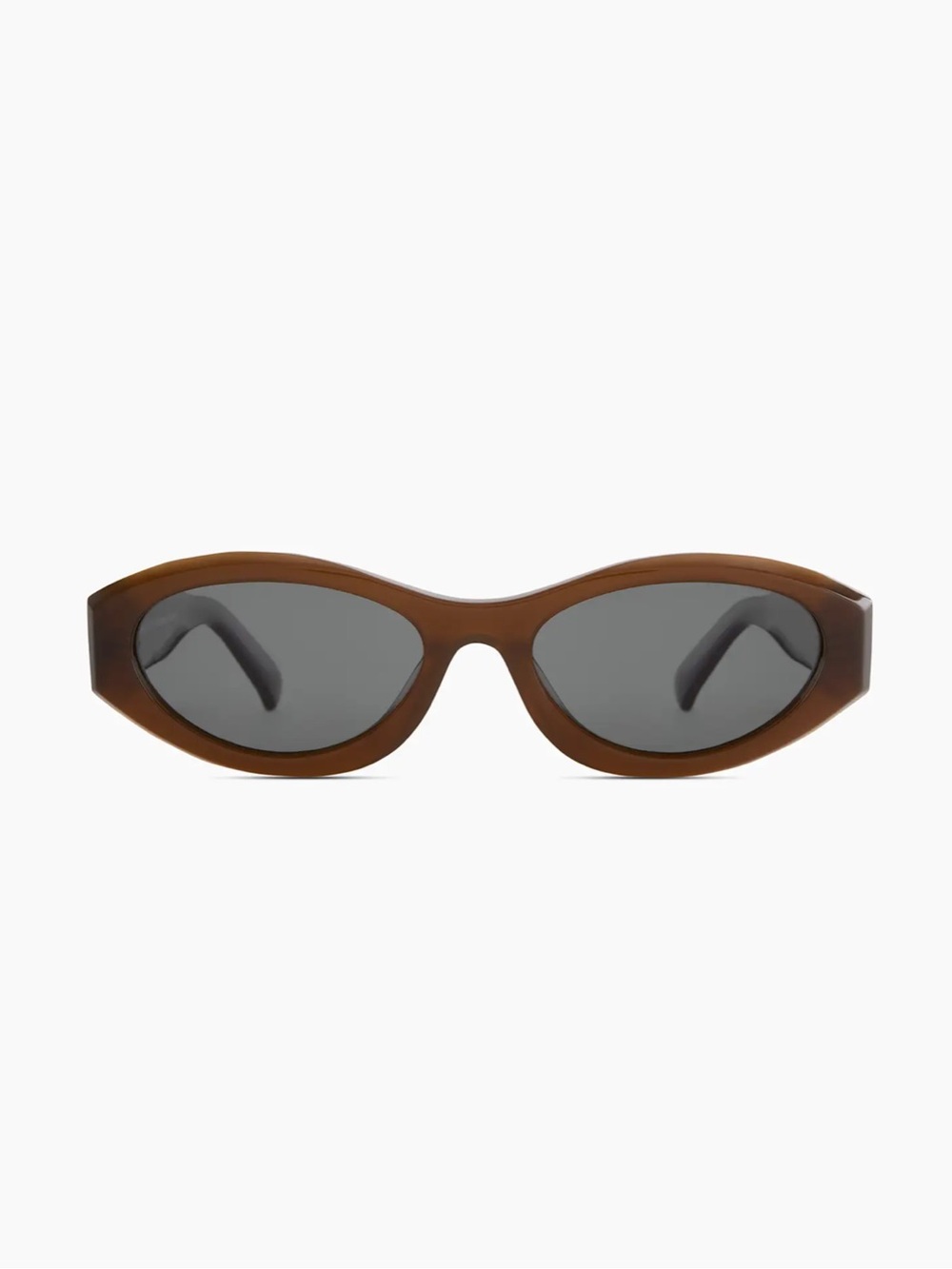 Quince Milan Brown Oval Cat-Eye Sunglasses with Gray Lenses